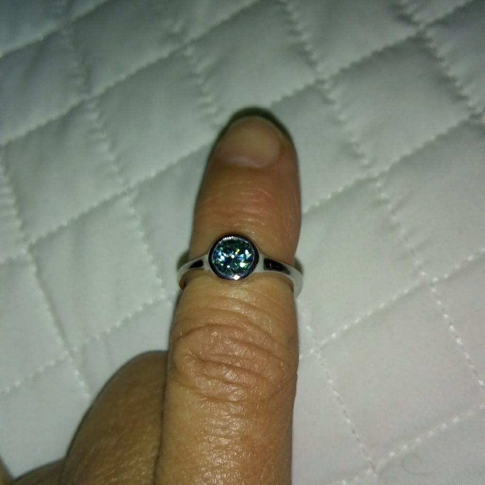 Soft Blue Moissanite Ring